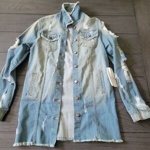Aphrodite Denim Jacket for Women AP Blue Stretch Button Down medium